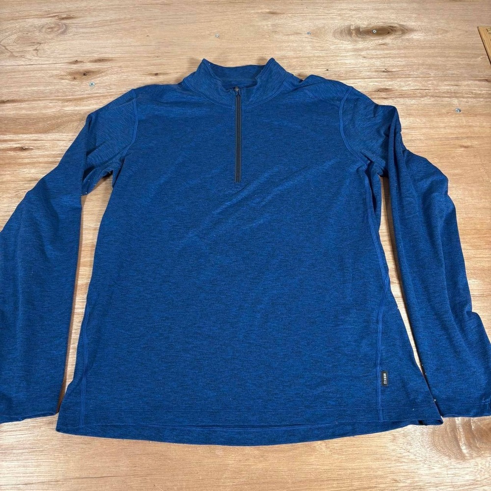 REI Co-op Mens Blue Heather Quarter Zip Pullover Activewear Shirt Medium